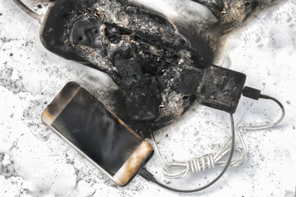 iphone plugged in burned in fire-1