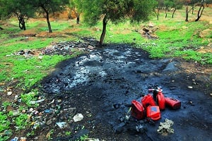 Contaminated soil from a chemical spill