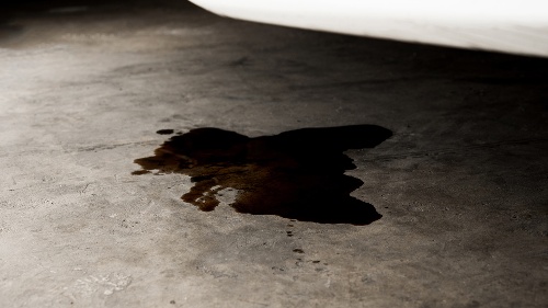 oil leak on a concrete floor
