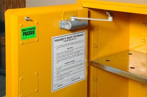 self closing mechanism on flammable cabinet