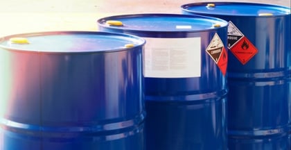 flammable corrosive chemical drums outdoors