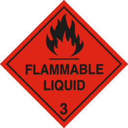 Class 3 flammable liquids sign