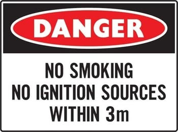 No smoking no ignition source within 3 meters sign