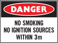 No smoking no ignition source within 3 meters