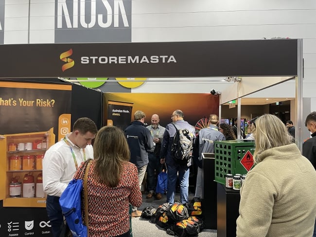 Lines at the Workplace health and safety show, Melbourne Storemasta stand