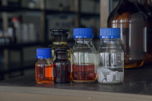 organic peroxide bottles in a workplace